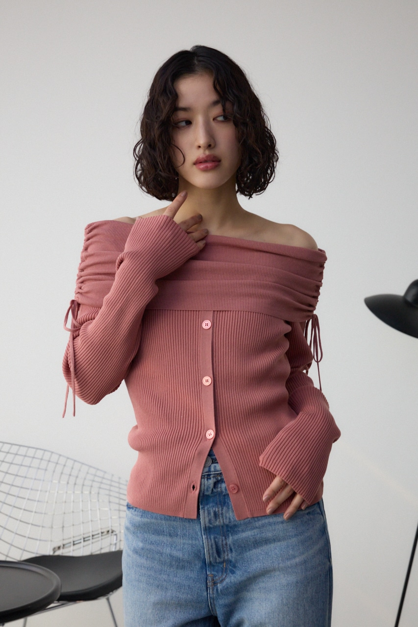 AZUL BY MOUSSY | ギャザーオフショルダーニットトップス (ニット