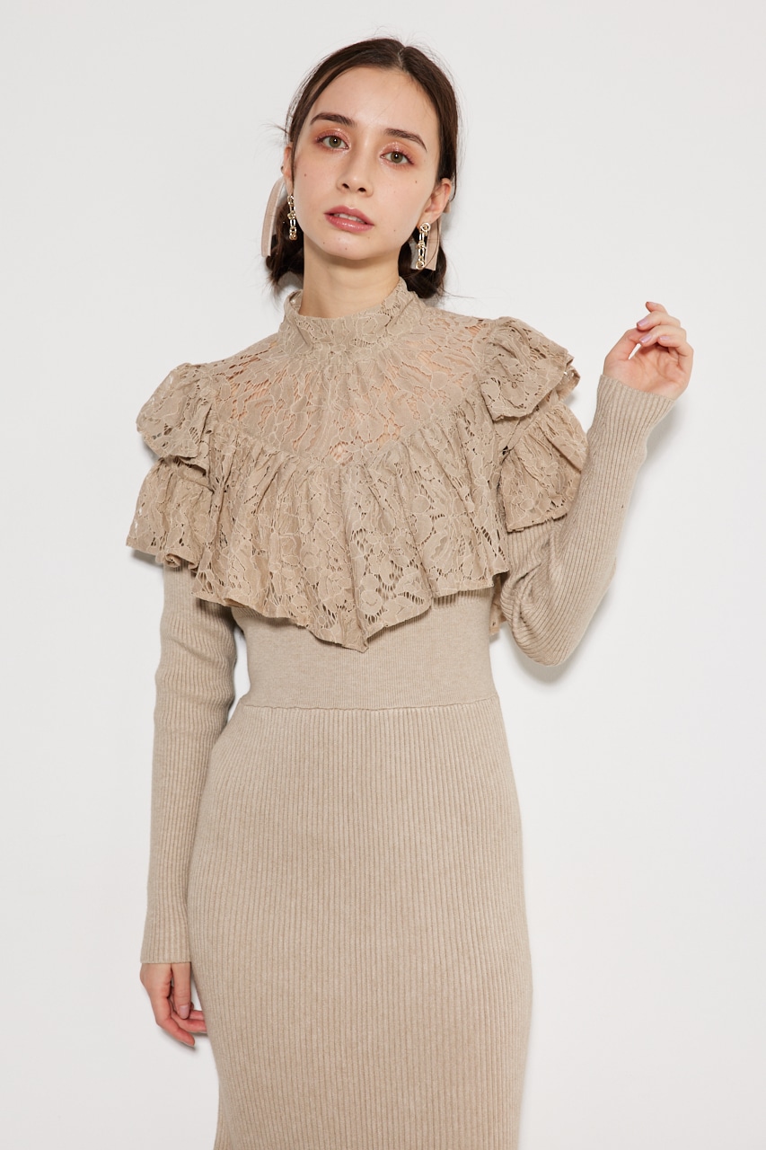 rienda | レースコンビマーメイドKnit OP (ワンピース(ミニ