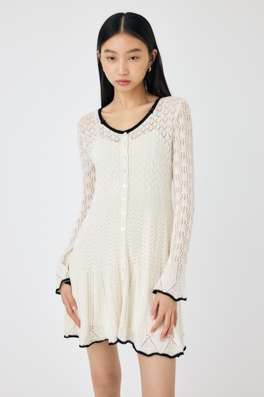 MOUSSY | EYELET LACE KNIT ミニドレス (ワンピース(ミニ・ミディアム