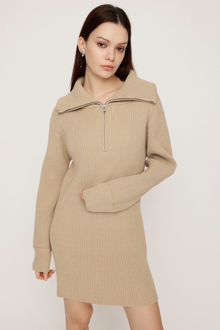 SLY | BIG COLLAR HALF ZIP ショートワンピース (ワンピース(ミニ