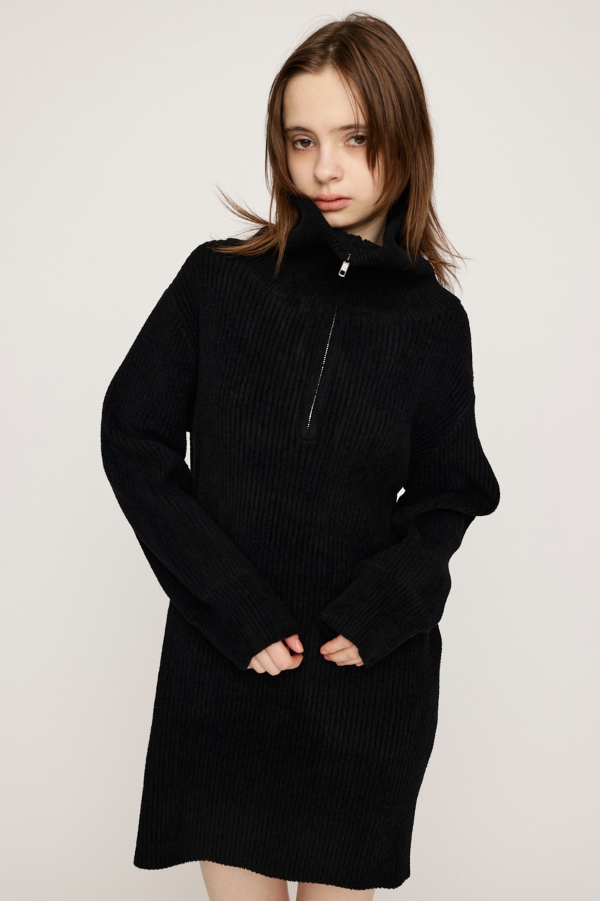 SLY | BIG COLLAR HALF ZIP ショートワンピース (ワンピース(ミニ