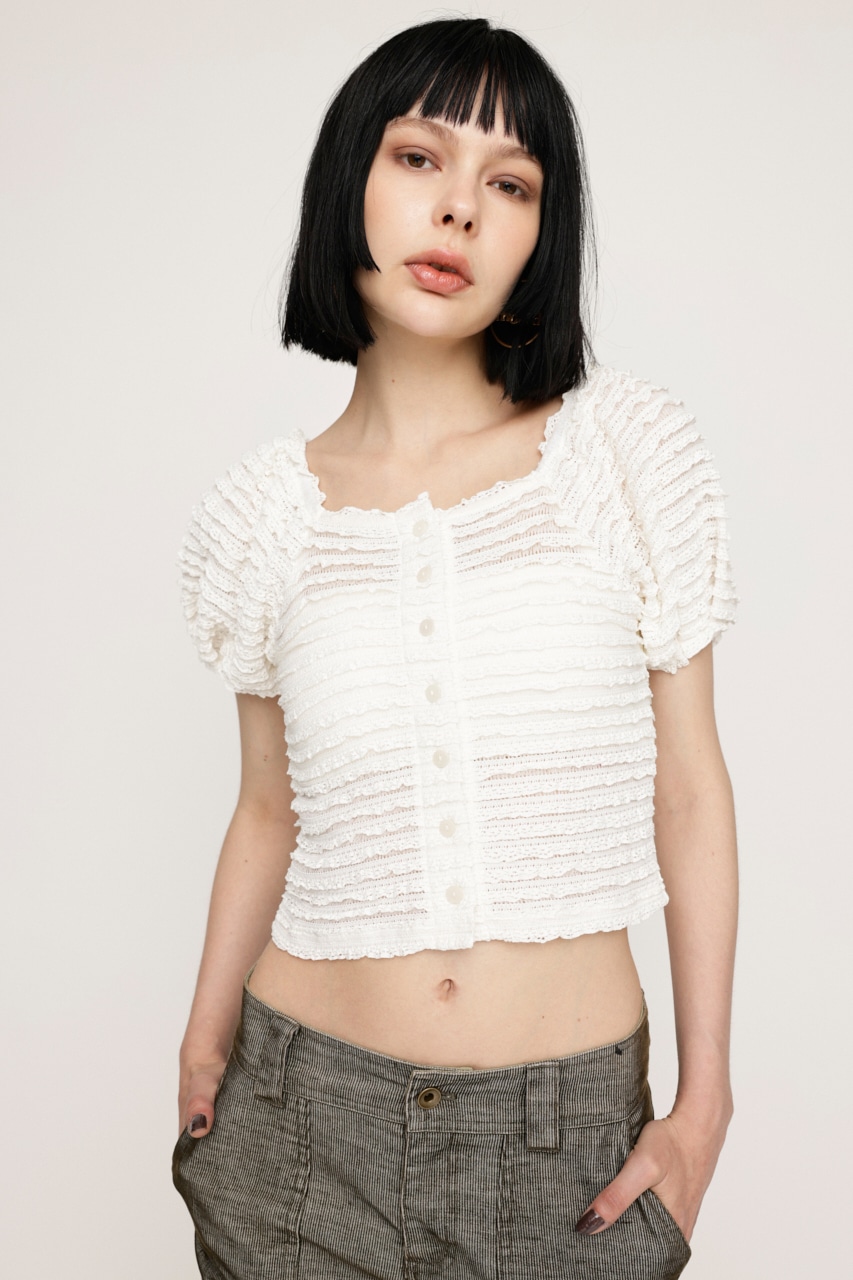 SLY | FRILL PUFF CUT トップス (Tシャツ・カットソー(半袖) ) |SHEL
