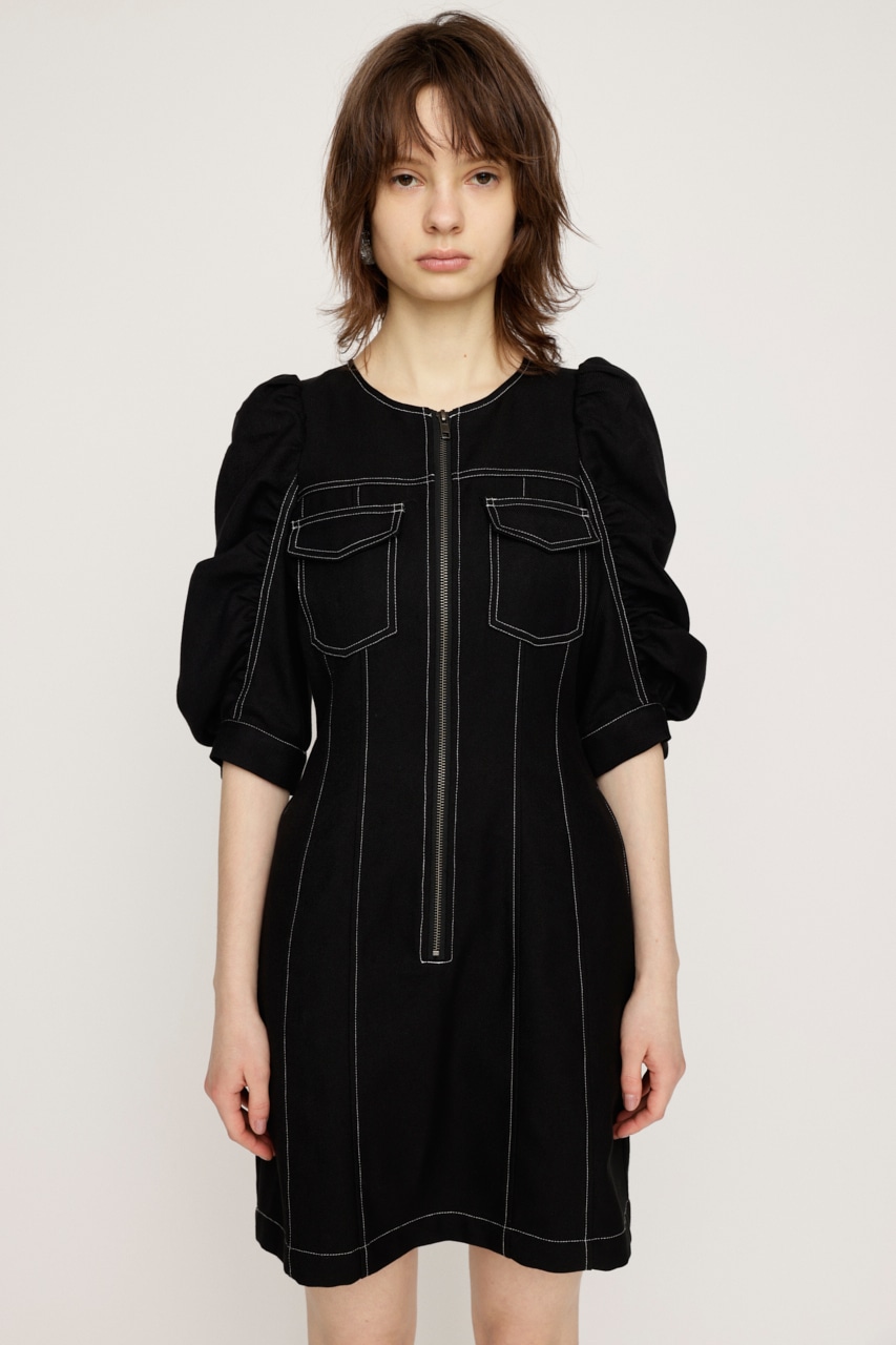 SLY | GATHER SLEEVE ZIP ショートワンピース (ワンピース(ミニ