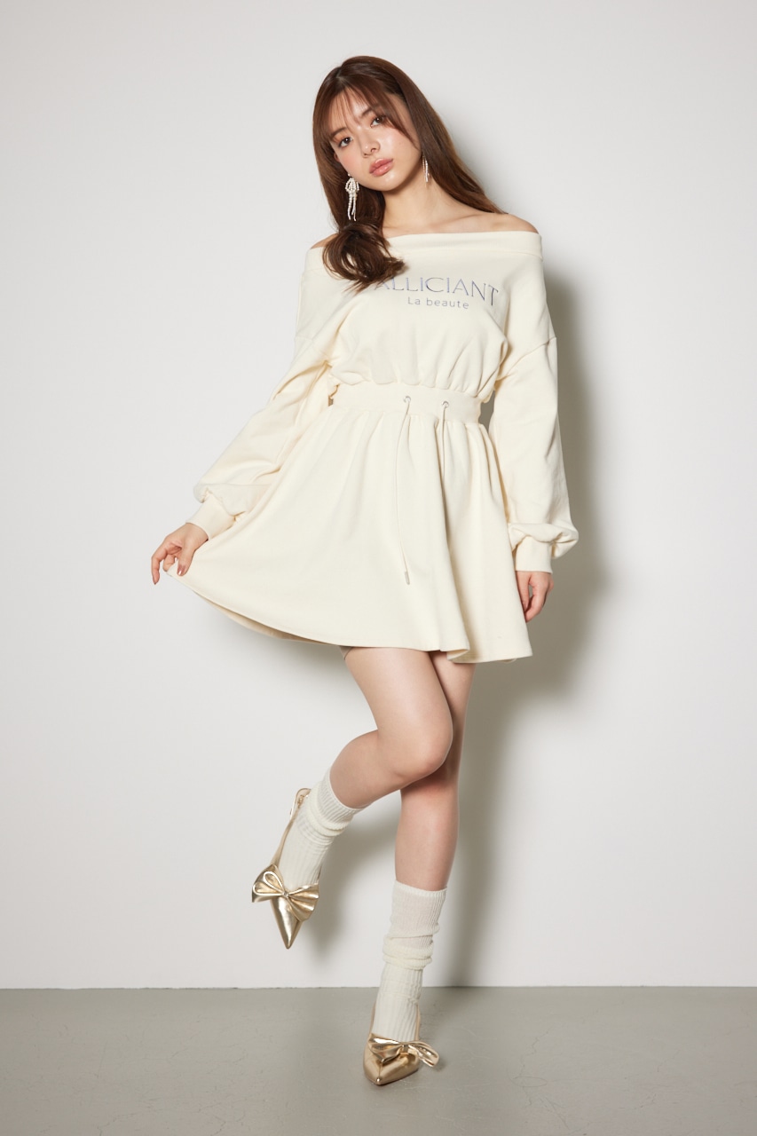 rienda | オフショルダースウェットミニフレアワンピース (ワンピース