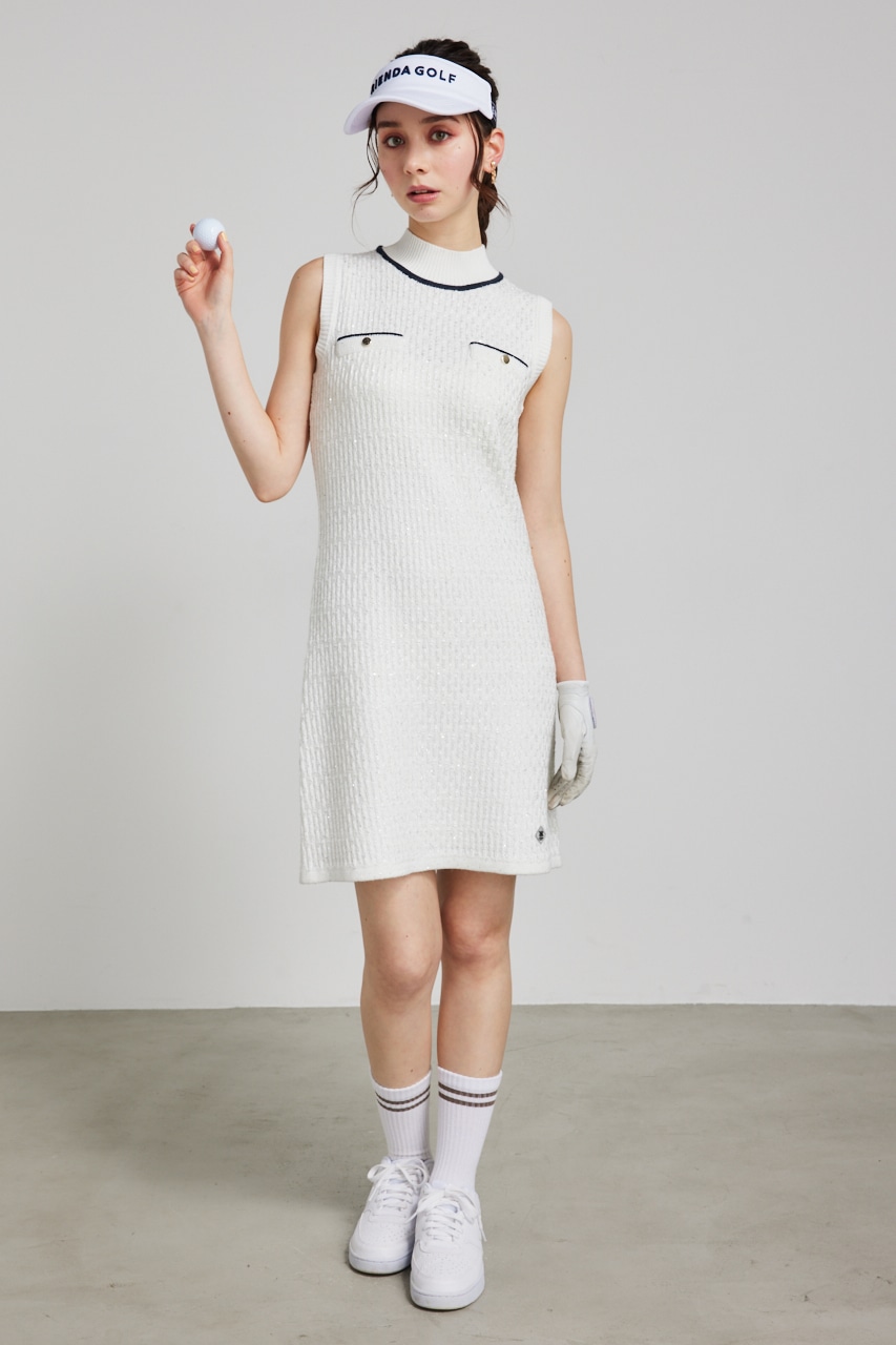 RIENDA GOLF シャイニーツイードペプラムニットセットアップ M RIENDA