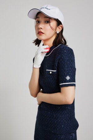 RIENDA GOLF シャイニーツイードペプラムニットセットアップ M RIENDA