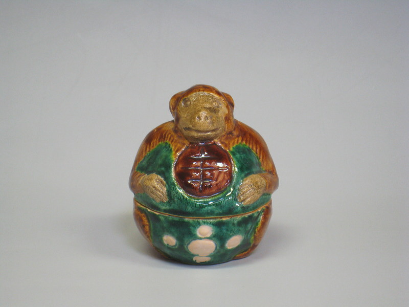 茶道具 浅黄交趾 香合 木箱付(メ1131) 茶道具 浅黄交趾 香合 木箱付(メ