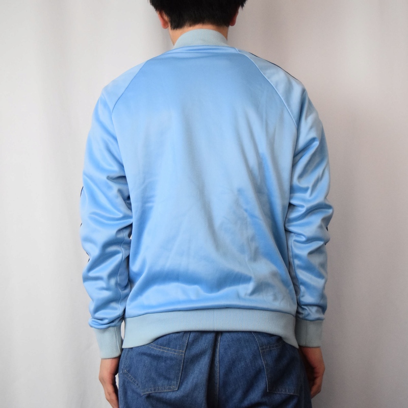 70s 70年代 アディダス ジャージ 水色 ライトブルー ロゴ刺繍 ブルゾン