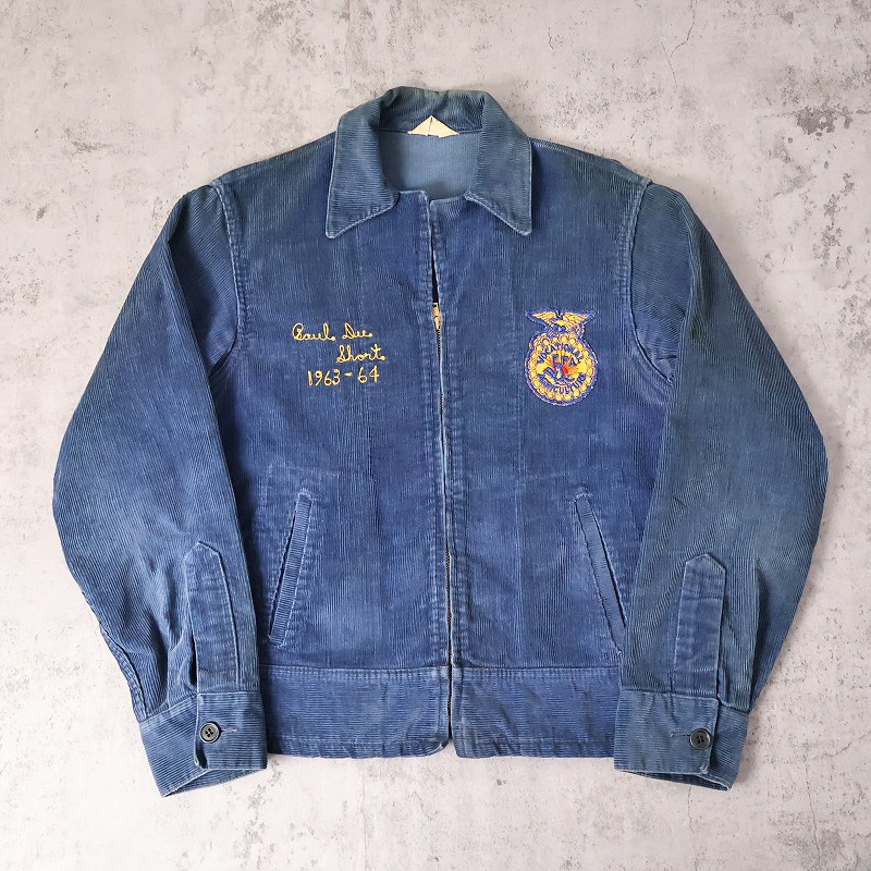 60年代 60s ファーマーズジャケット ネイビー 紺 チェーン刺繍 ワーク