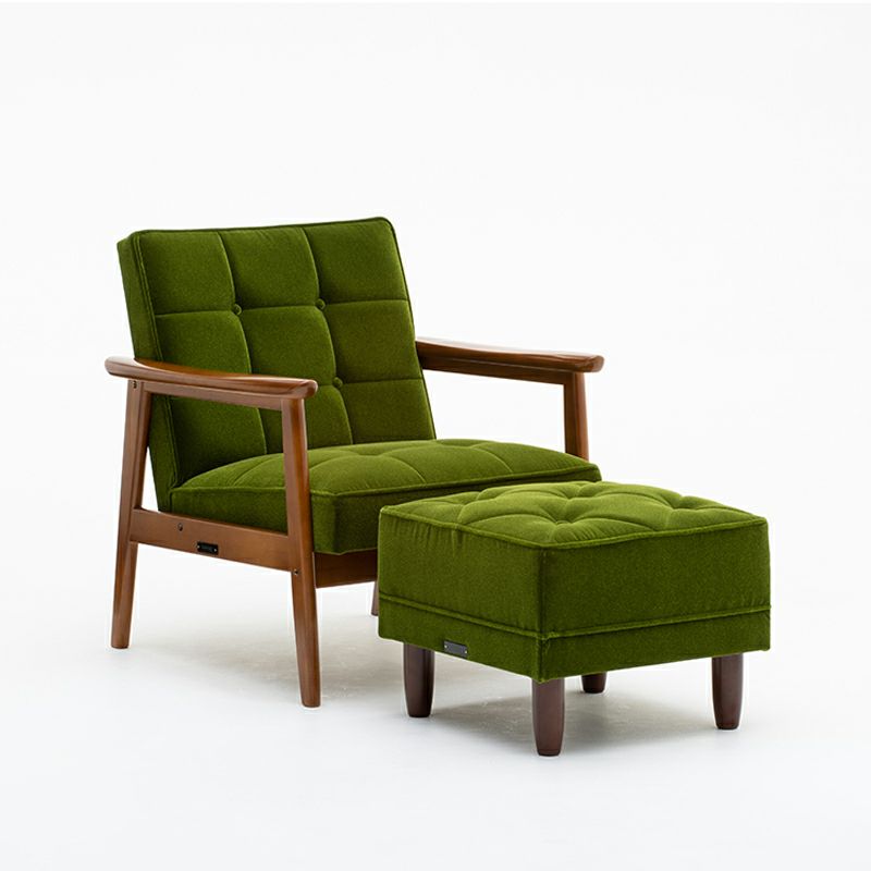 カリモク60 オットマンモケットグリーン（ダークウォールナット色塗装