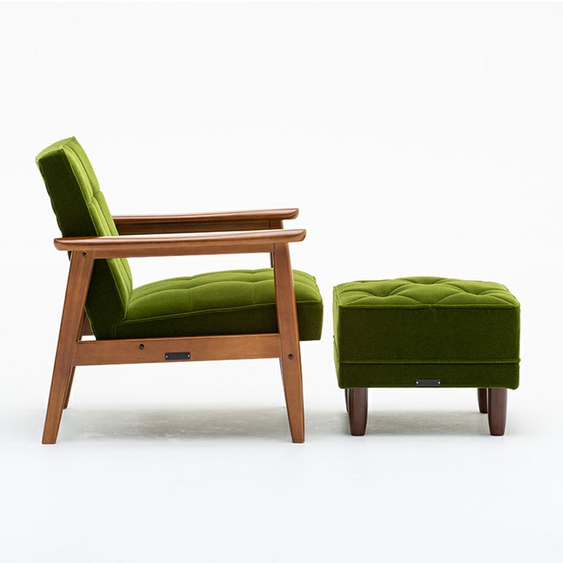 カリモク60 オットマンモケットグリーン（ダークウォールナット色塗装