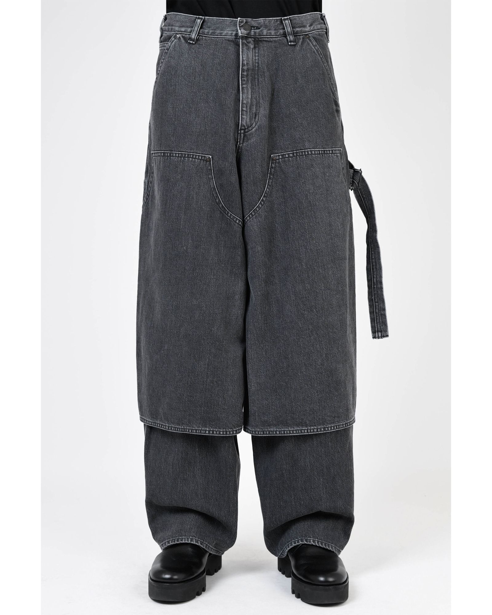 LAD MUSICIAN - 12oz Denim Double Knee Painter Pants | fakejam