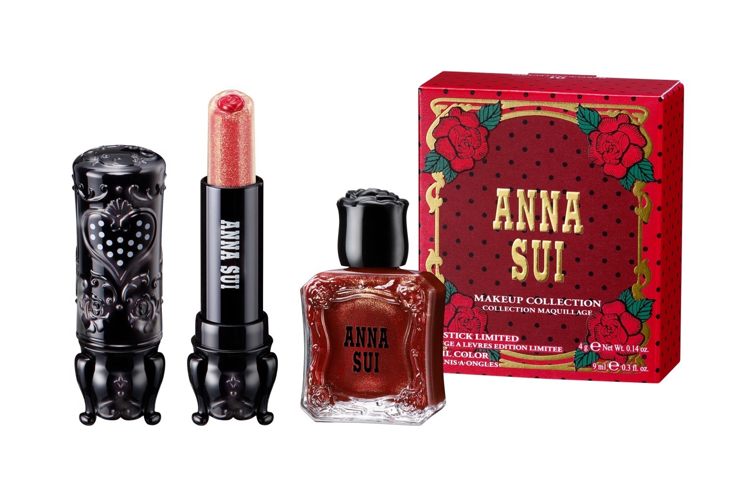 アナ スイ23年クリスマスコフレ、“じゅわっ”と艶めく薔薇リップ＆香水