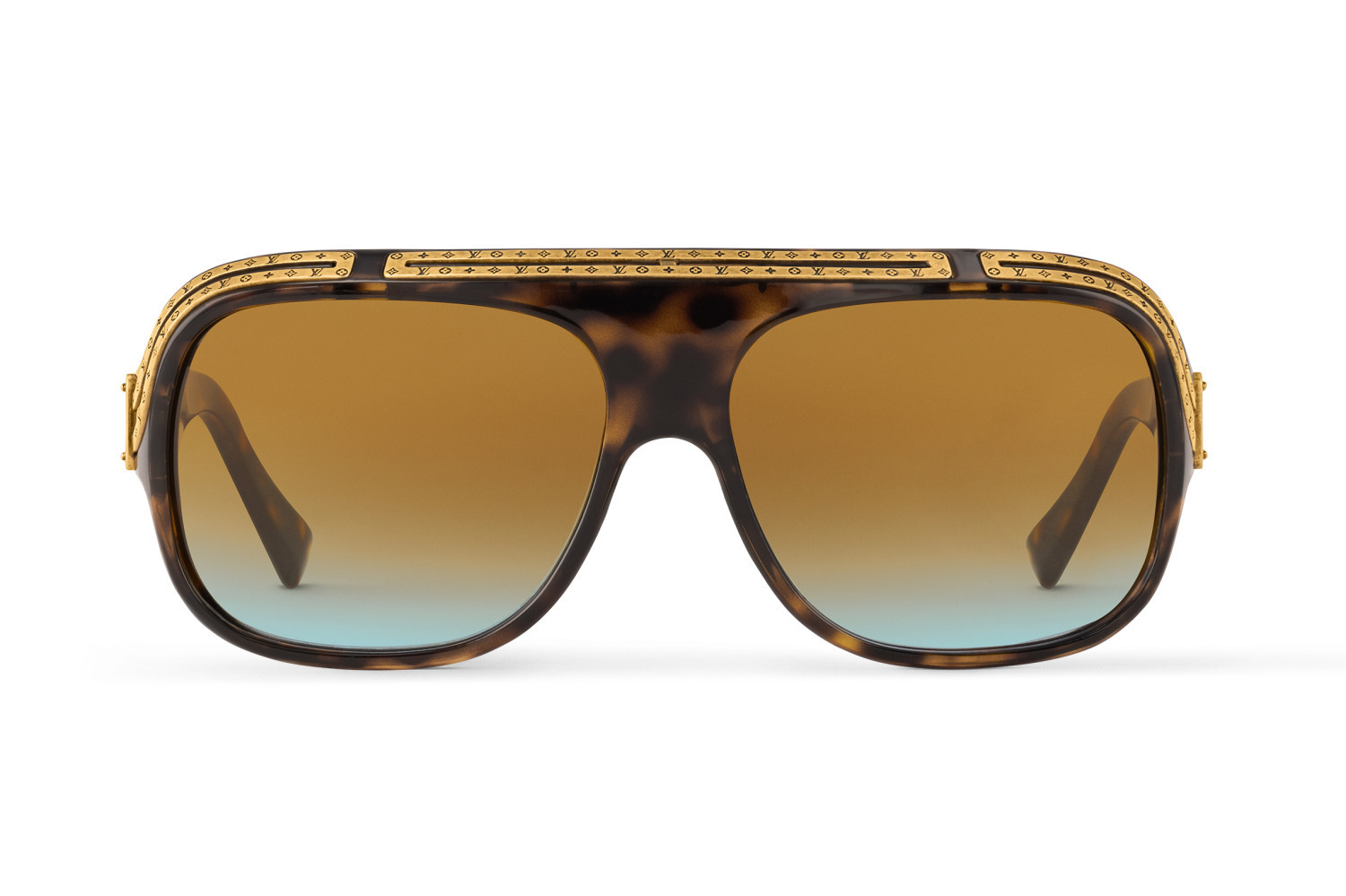 ルイ・ヴィトンのメンズサングラス、モノグラム刻印入りゴールド