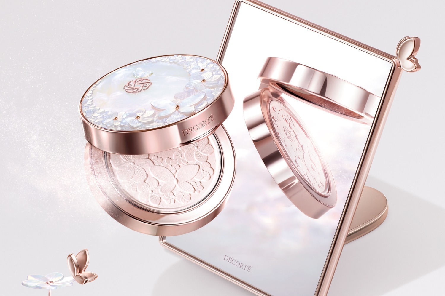 コスメデコルテ“年に1度”究極のフェイスパウダー、花々と蝶が舞う