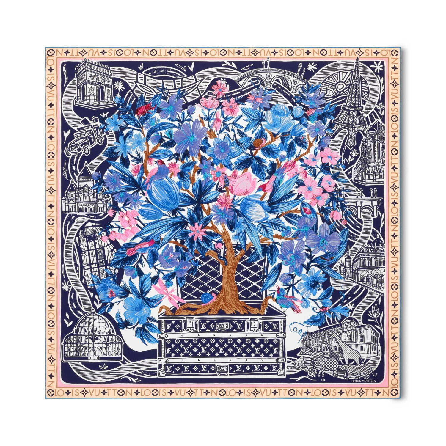 ルイ・ヴィトン“植物園＆本棚”モチーフのシルクスカーフ、ヘア