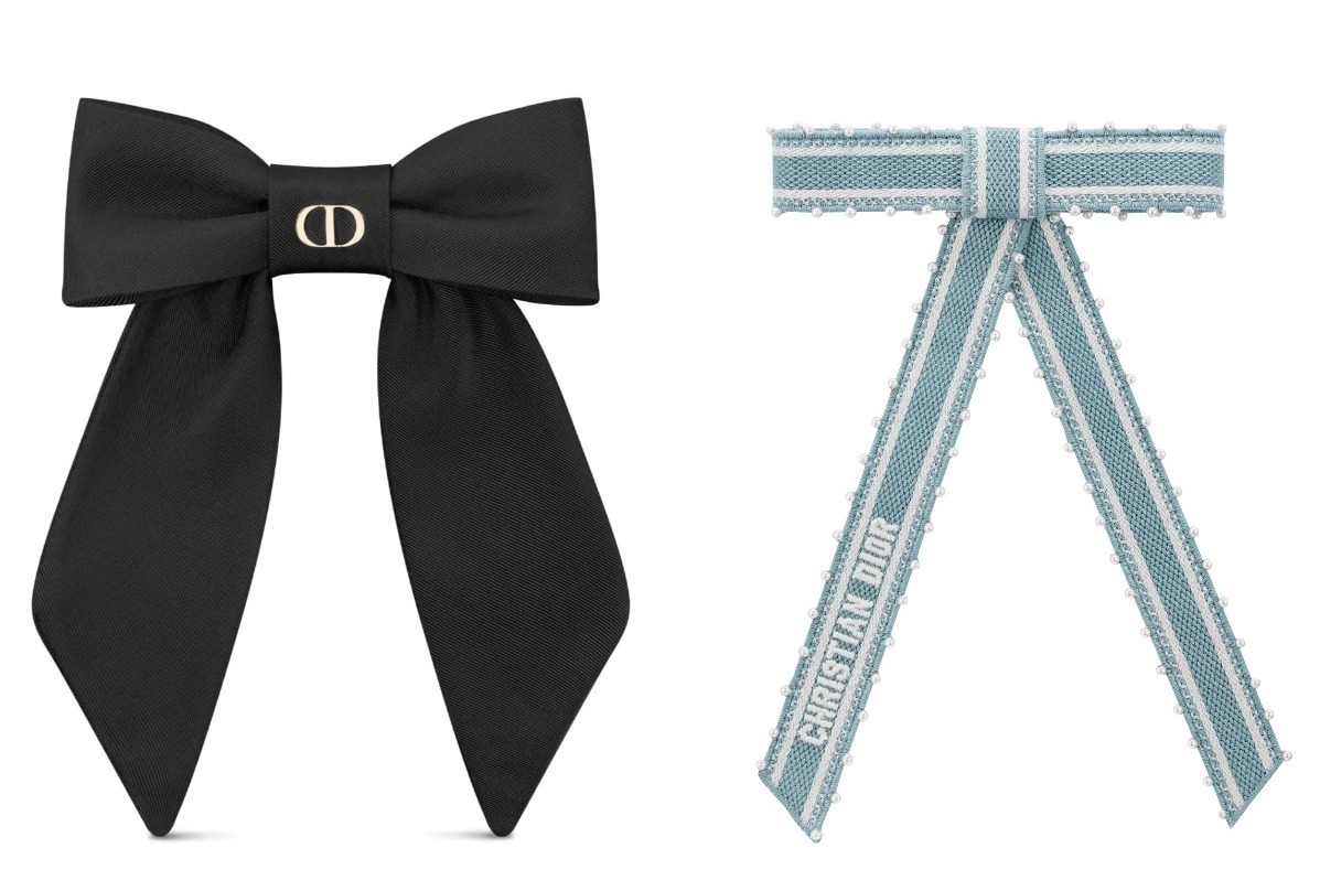 ディオール「CD」煌めく“大きなリボン”バレッタ、刺繍リボンのヘア