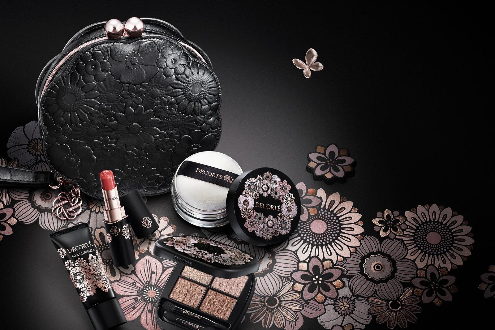 コスメデコルテ25年クリスマスコフレ、花々咲きほこるポーチ付き！4色