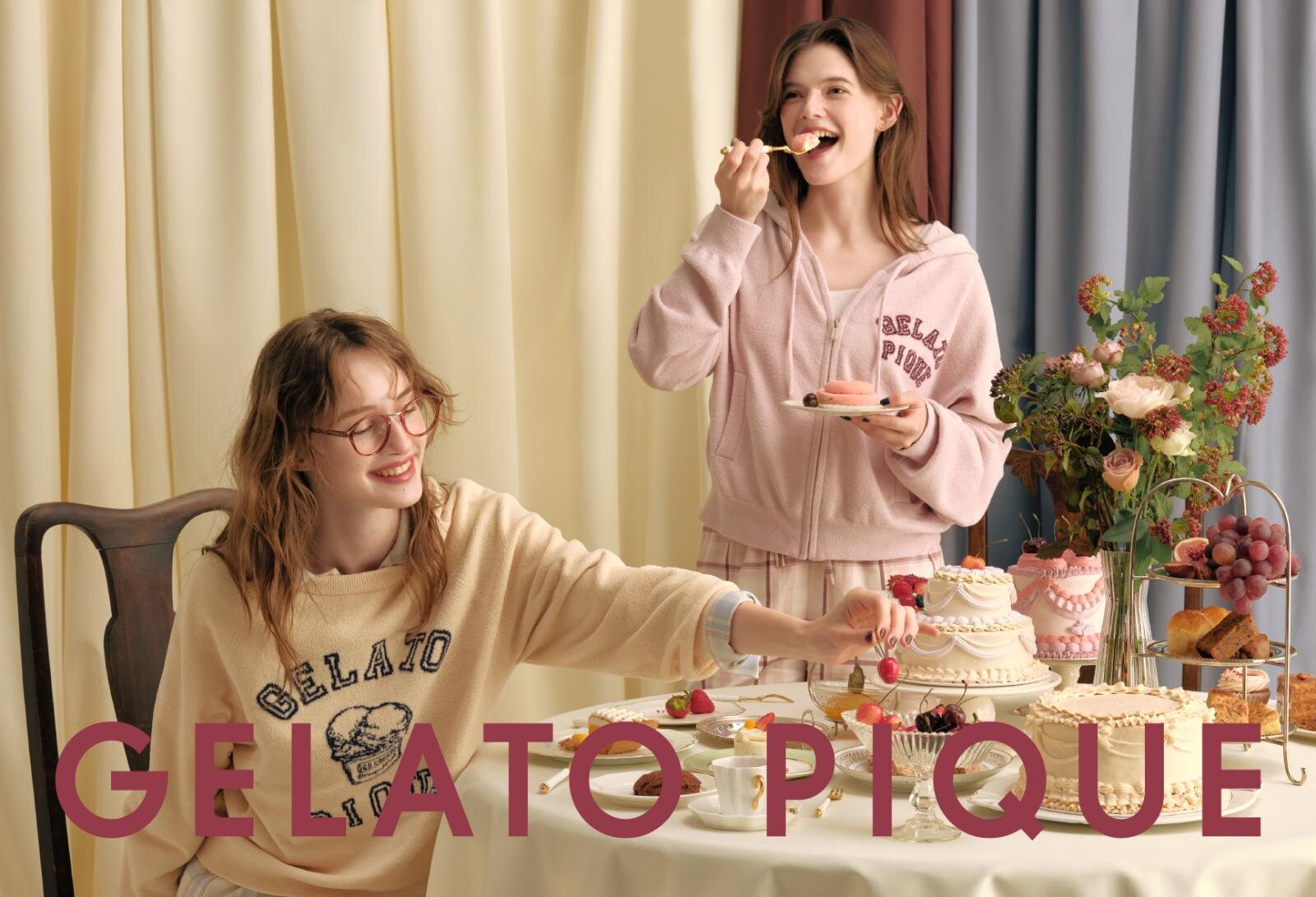 ジェラート ピケの秋ルームウェア、アイスクリーム柄ジャカードニット