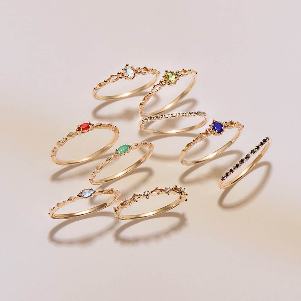 ノジェス“重ね付け”楽しむ「ポケットリング」鮮やかカラーストーン