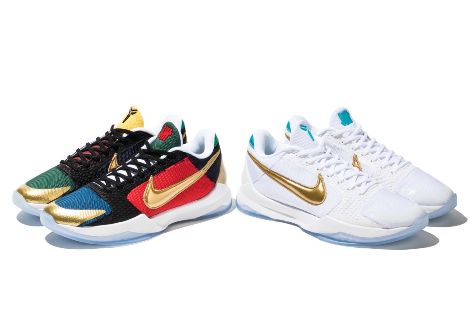 ナイキ×アンディフィーテッドのスニーカー、非対称マルチカラー