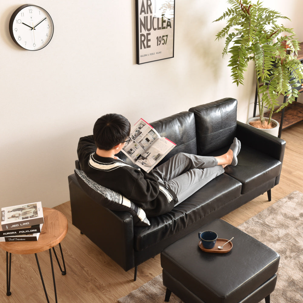 あす着] 幅165cm カウチソファ 2人掛け〜3人掛け ローソファ 合皮 合成