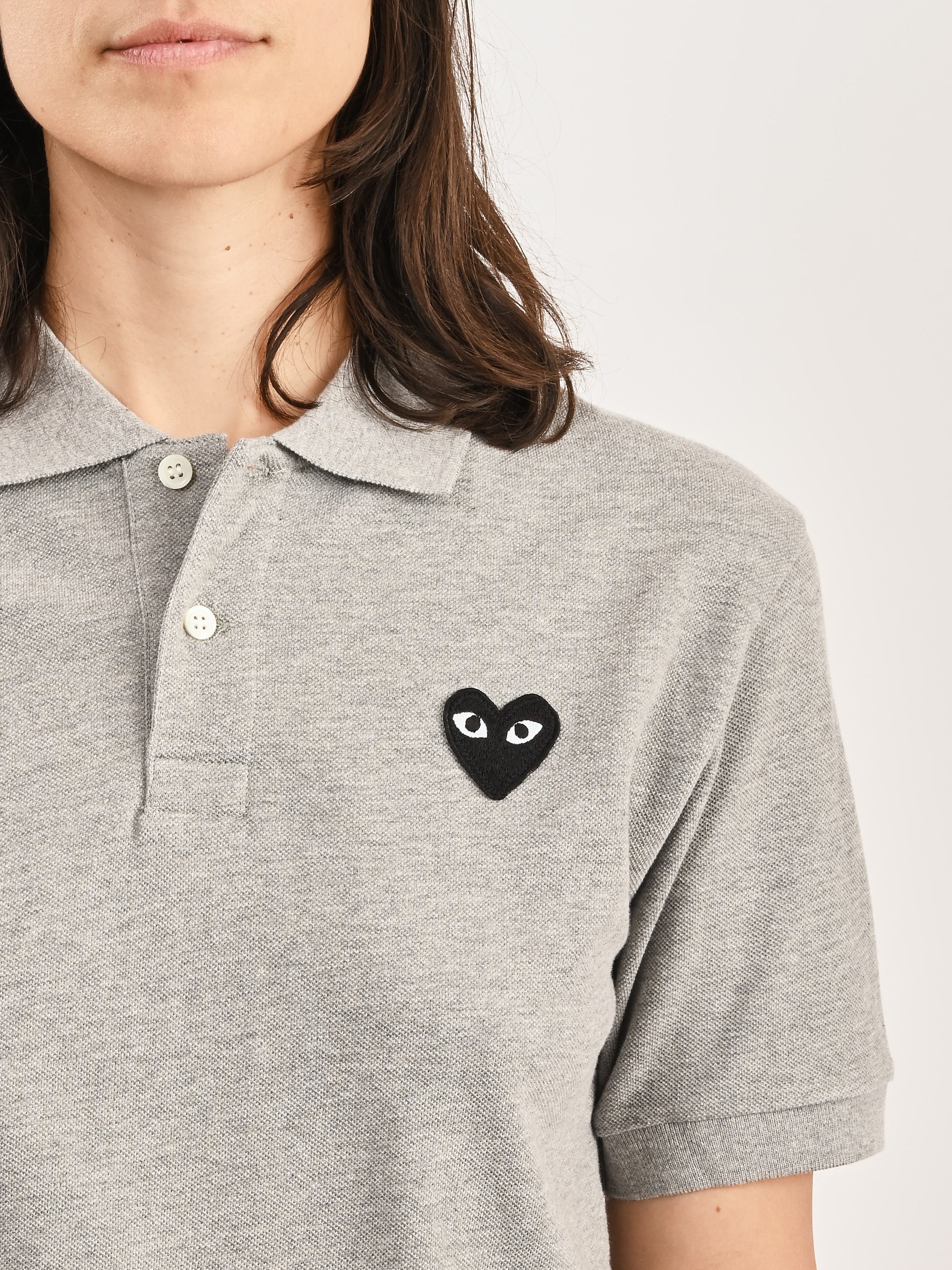 Comme Des Garçons PLAY - Grey/Black Heart S/S Polo – Frances May
