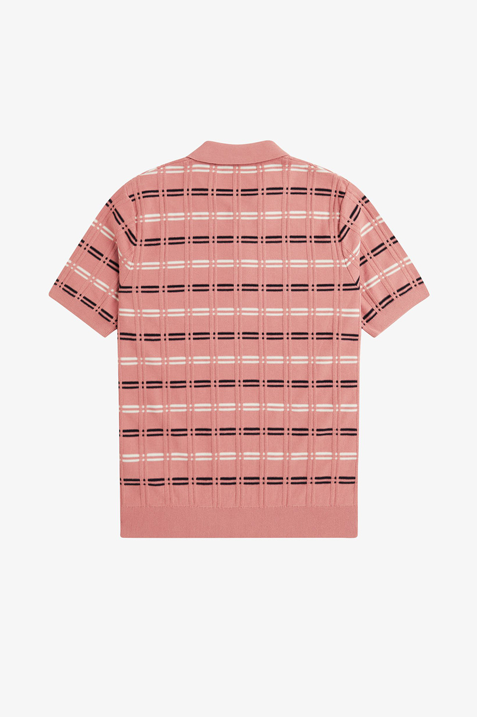 Striped Rib Knitted Polo Shirt(M X90：PUTTY PINK): | FRED PERRY
