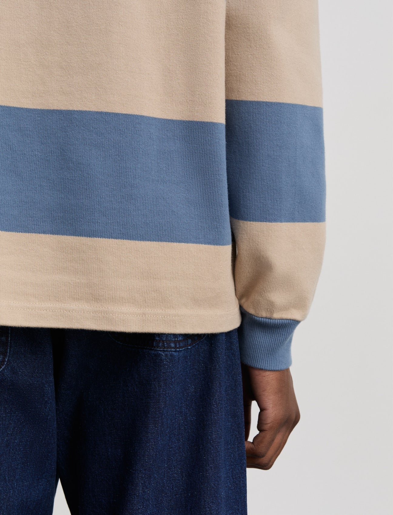 ANOTHER ASPECT Another Rugby Polo 1.0 Blue Sand Stripe