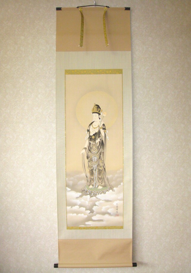 真作/春峰/達磨図/桐共箱付/布袋屋掛軸HD-713 真作/春峰/達磨図/桐共箱