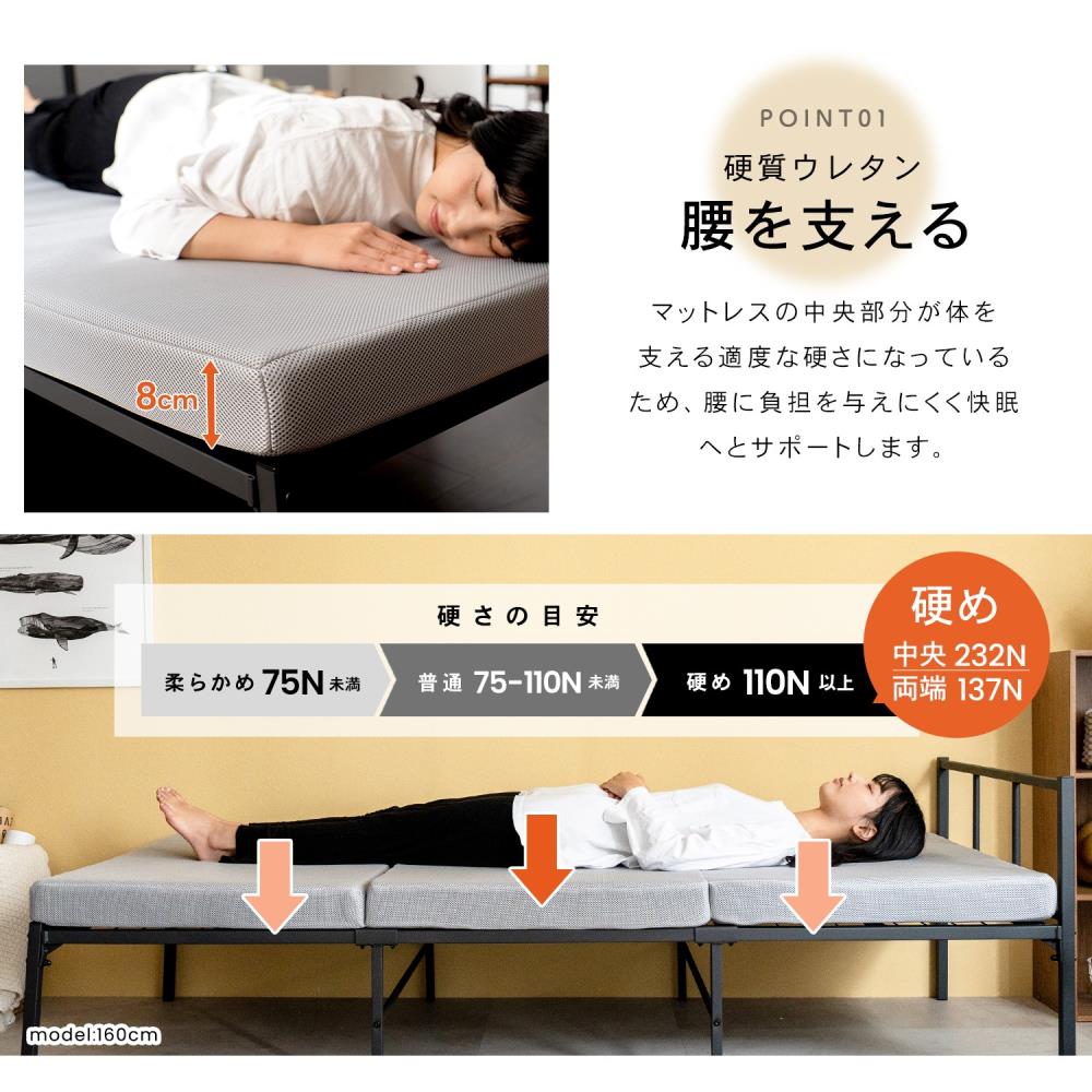 腰のしずみこみしにくいバランスマットレス S 厚み（約）8cm: 家具