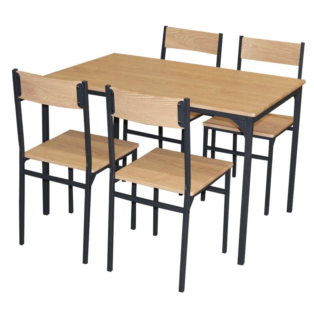 LIFELEX 4人掛け用テーブル＆ チェア5点セット OAK／BK2個口