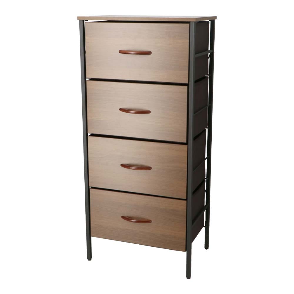 LIFELEX 木目調チェスト4段 DBR／BK 4530－98 ダーク