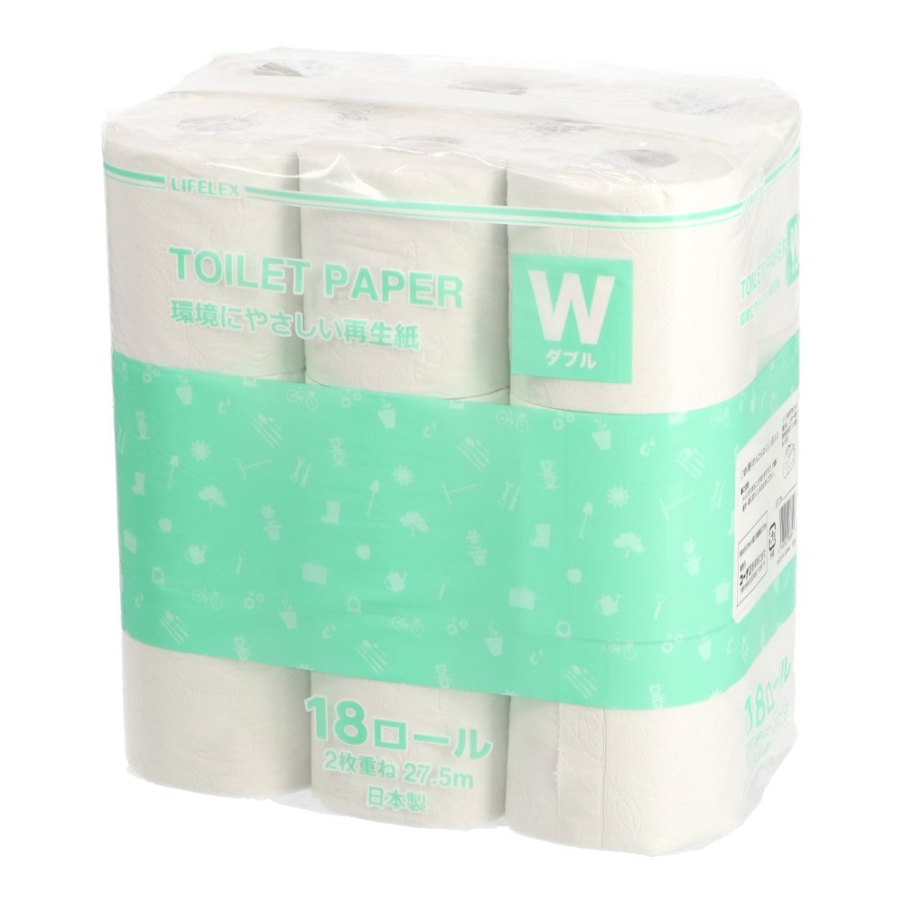 再生紙トイレット 18Rダブル27．5m(18Rダブル27．5m): 日用消耗品