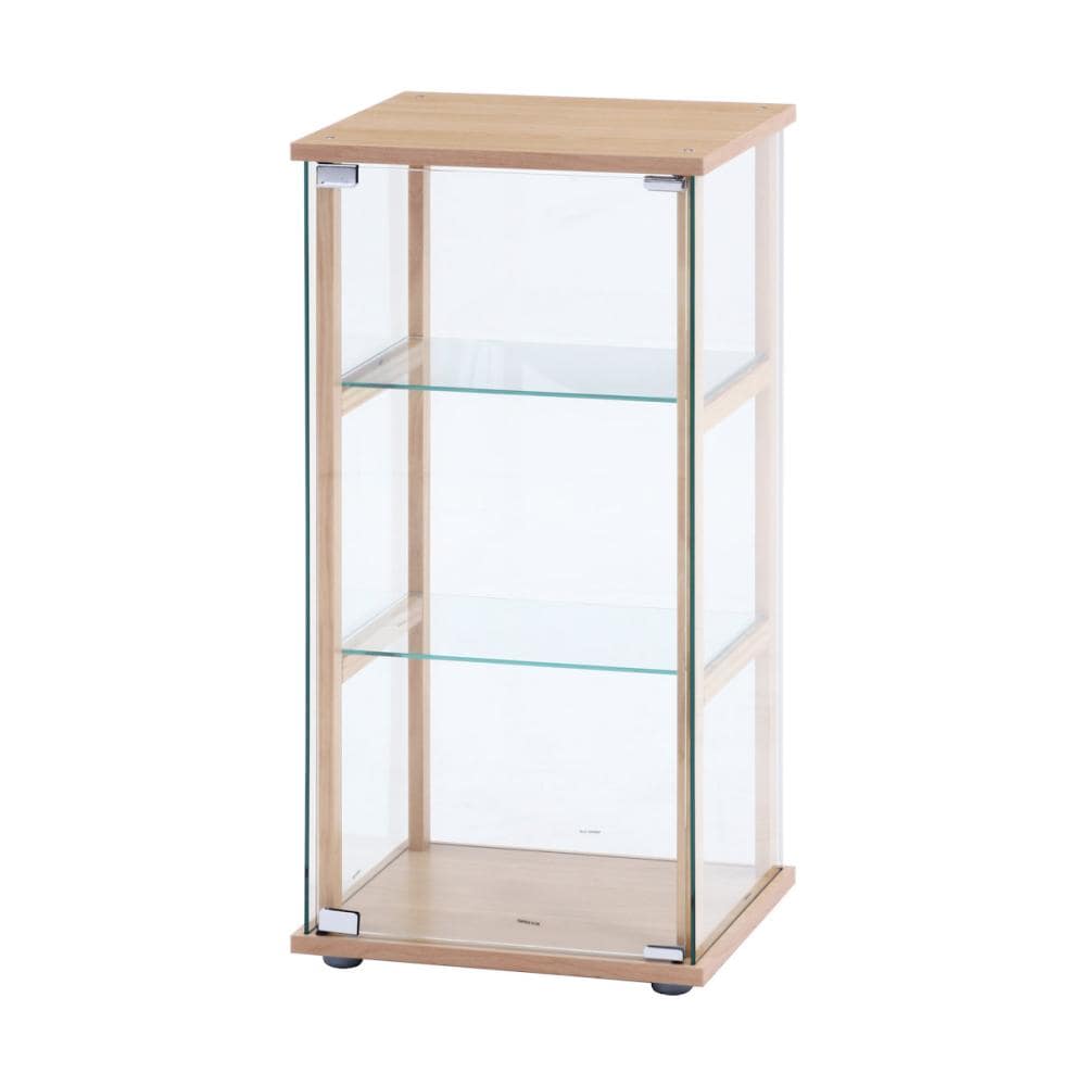 不二貿易 ガラスコレクションケース4段 ナチュラル 全面ガラス 木製