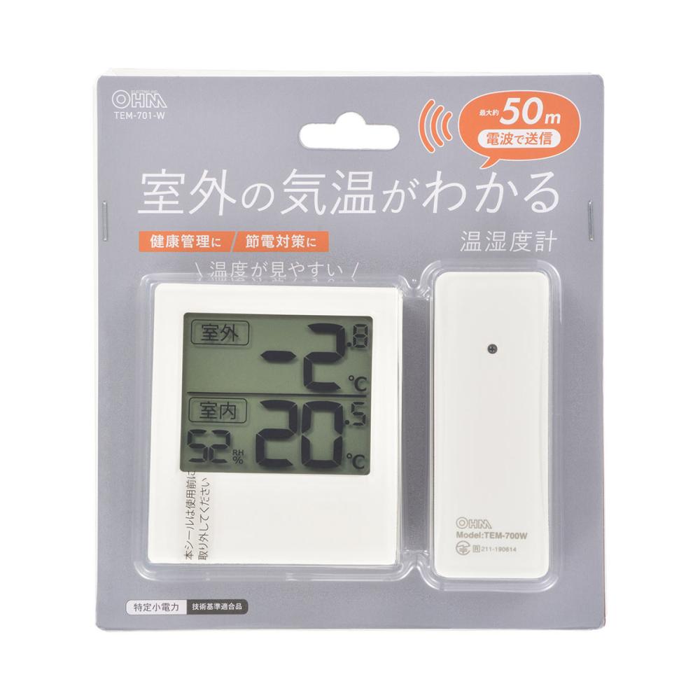 オーム電機 温湿度計 熱中症インフルエンザ 300B－W の通販
