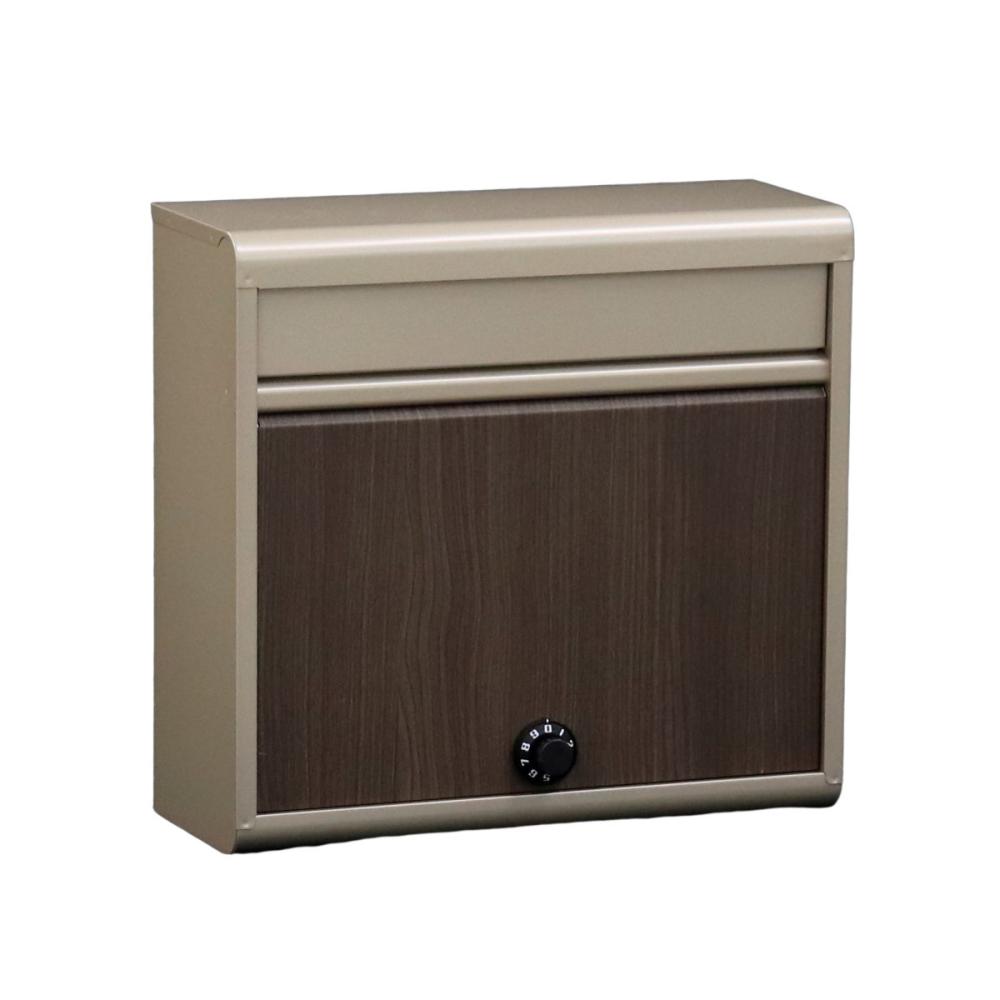 グリーンライフ 木目調郵便ポスト FH－614DM（チタングレー