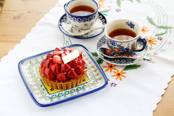 デザートプレート20cm×20cmポーリッシュポタリー(ポーランド食器)