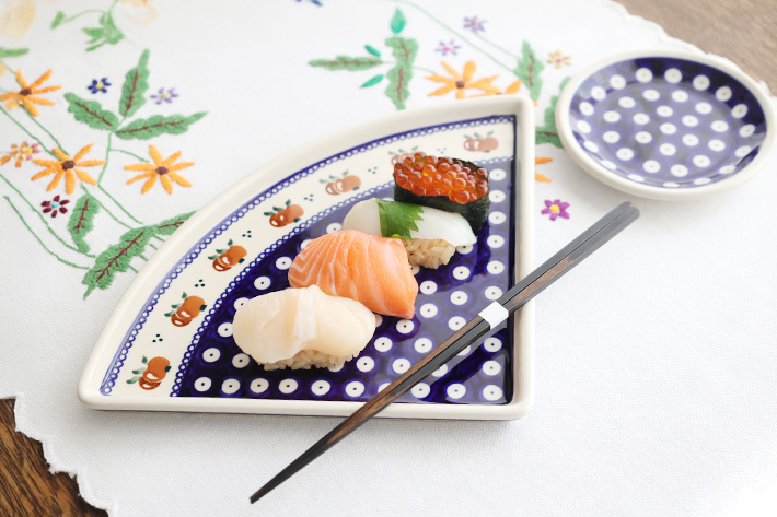 ピザプレート1/4ポーリッシュポタリー(ポーランド食器)