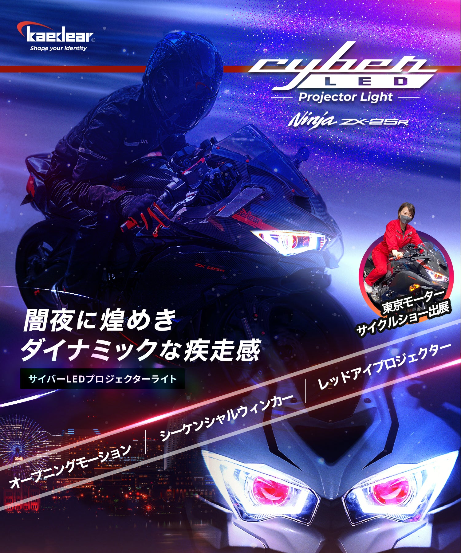 Cyber LED KAWASAKI Ninja ZX-25R カスタムヘッドライト /Ninja250