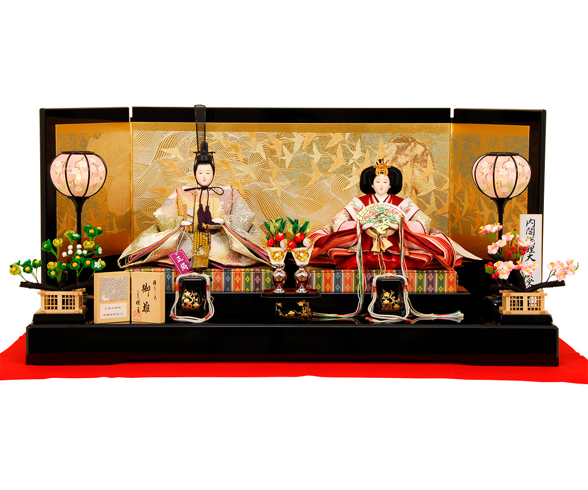 K-8 平飾り 雛人形 京都西陣帯 菊詰文様 【佳月オリジナル】｜雛人形