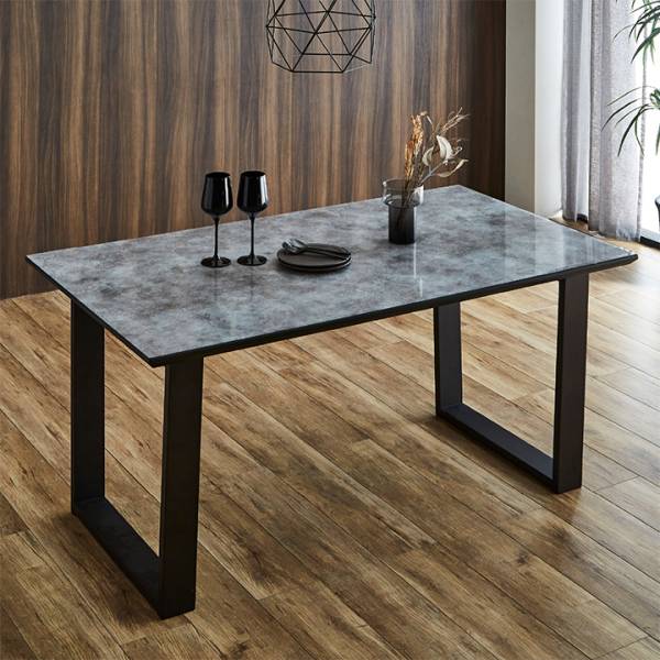 ガラス天板 ダイニングテーブル 幅150cm 2本脚 グレーの通販情報