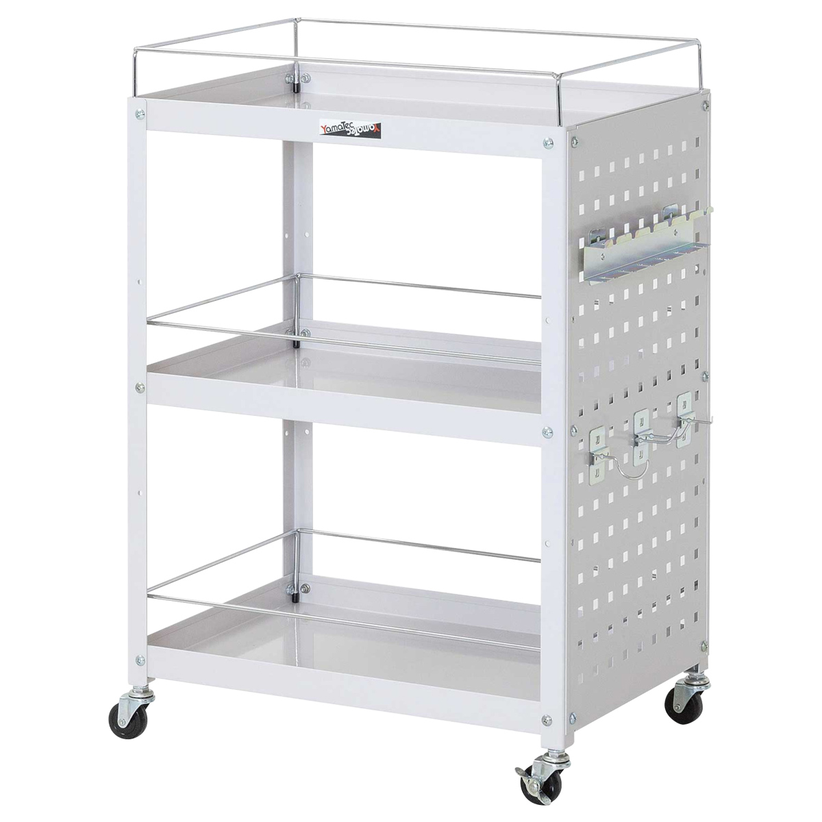 パンチングパネル付き3段コンビニワゴン 幅600 奥行400 高さ810 YI