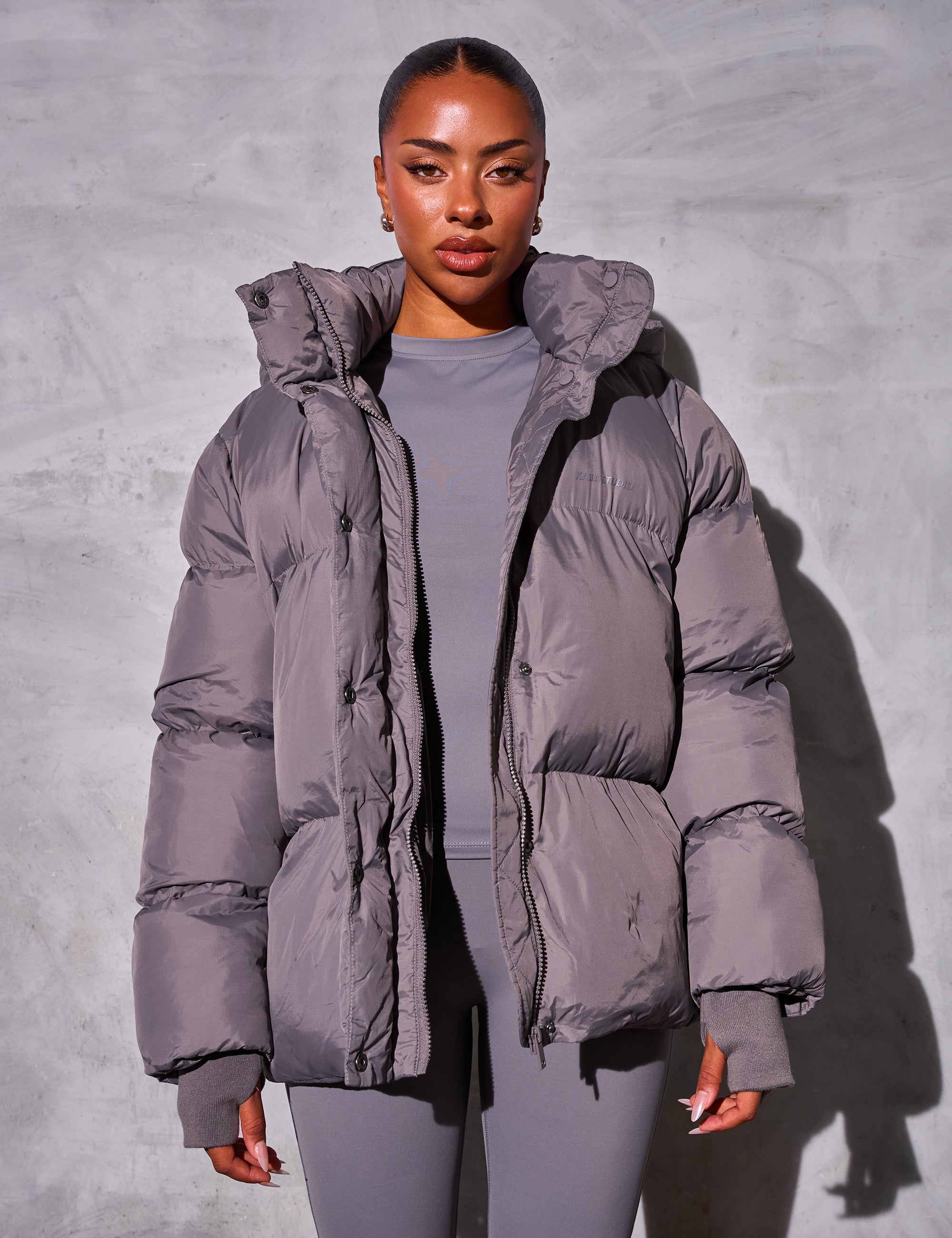 Kaiia Studio Oversized Puffer Coat Grey | Kaiia