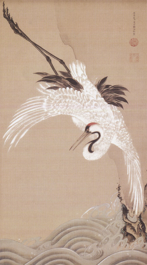 谷文晁/双鶴画賛/鶴図/ツル図/掛軸/名家伝来/AC-760 谷文晁/