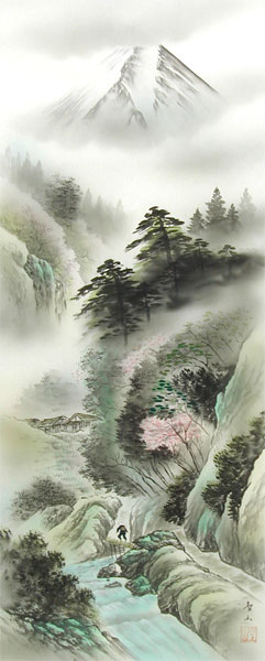 掛け軸 深山幽谷・四季山水 （葛谷聖山） 送料無料 【掛軸】【一間床