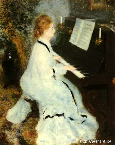 ルノアール 絵画 ピアノを弾く若い女 P10号 送料無料 【複製】【美術