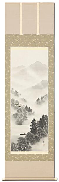 水墨山水 桜井正信 尺五【肉筆】 【特価】！ 山水画 - 掛け軸（掛軸