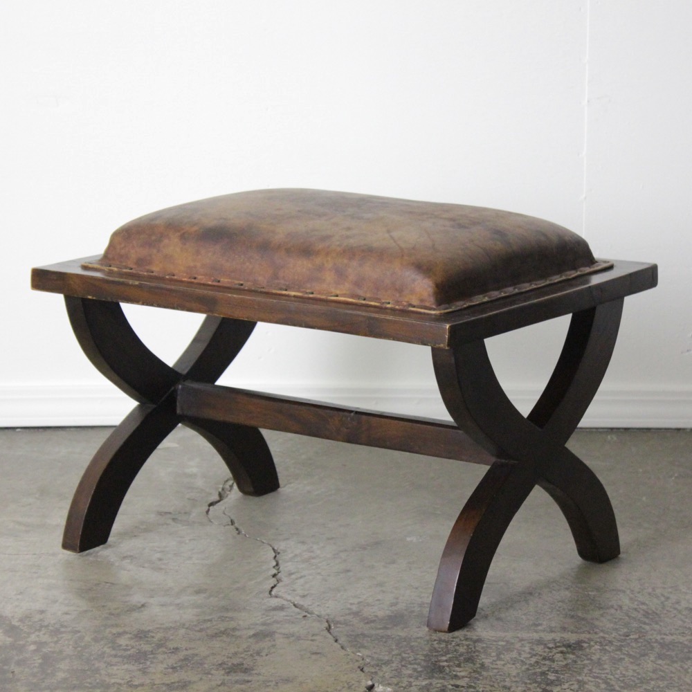 ka_ya様 ヤマハ 旧日本楽器製造株式会社 チーク材×本革 オットマン 山