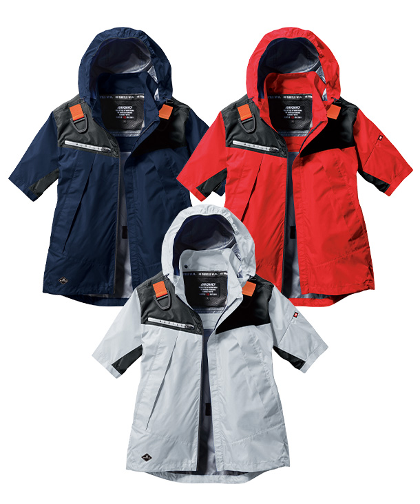 BURTLE ファン付ウエア AIR CRAFT フーディ半袖ジャケット(着脱可能